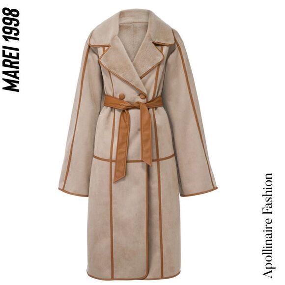 MAREI 1998 for FREE PEOPLE SWEET PEA FAUX FUR COAT IN SAND NWT LARGE - Picture 6 of 13